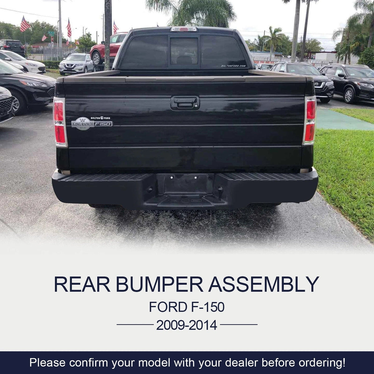 Rear Steel Bumper Assembly Fit 2009-2014 Ford F150 Truck FO1103161 Black