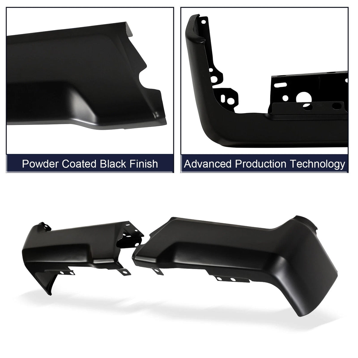 For F-250 F-350 F-450 Super Duty 2017-2022 Black Rear Step Bumper Face Bar Pair