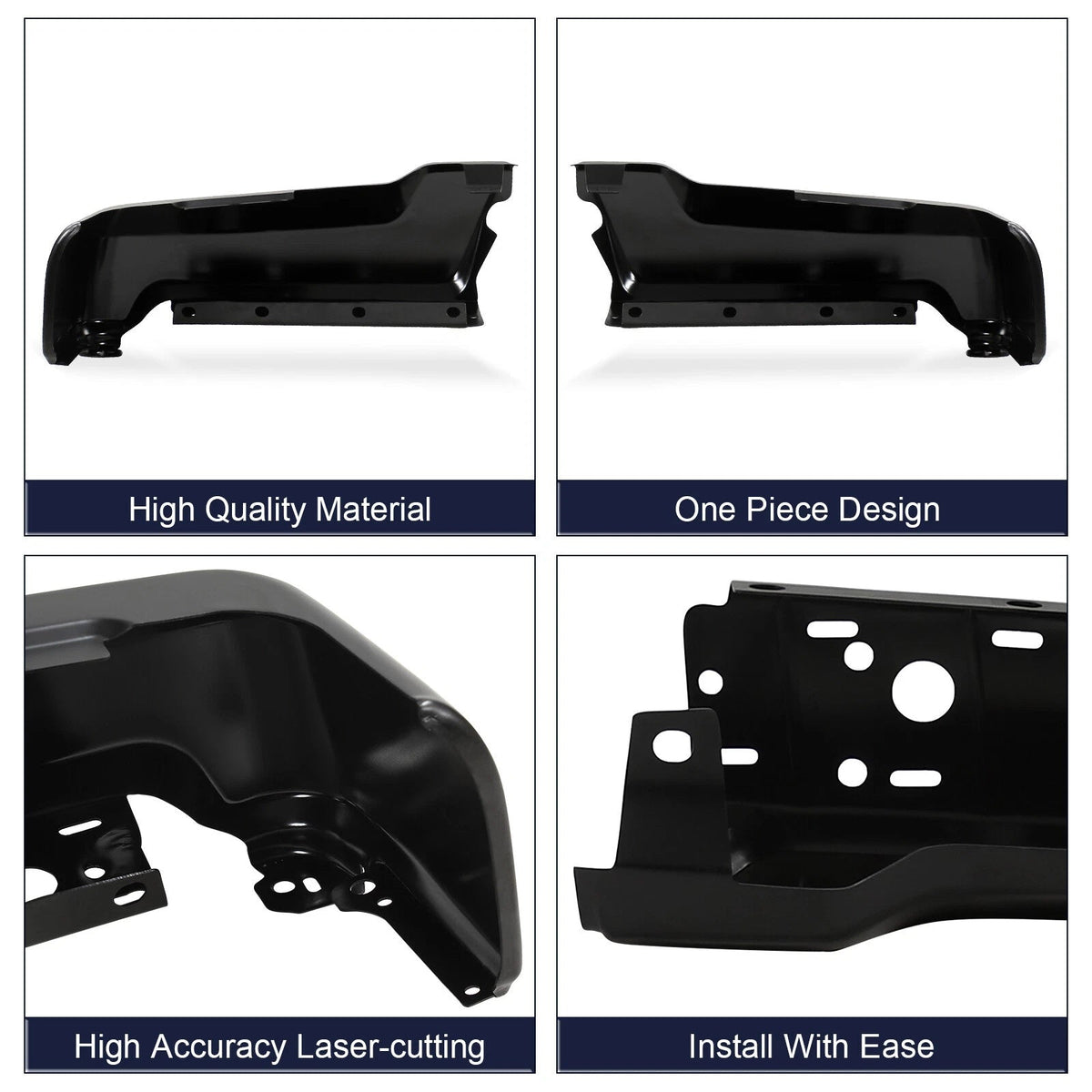 For F-250 F-350 F-450 Super Duty 2017-2022 Black Rear Step Bumper Face Bar Pair