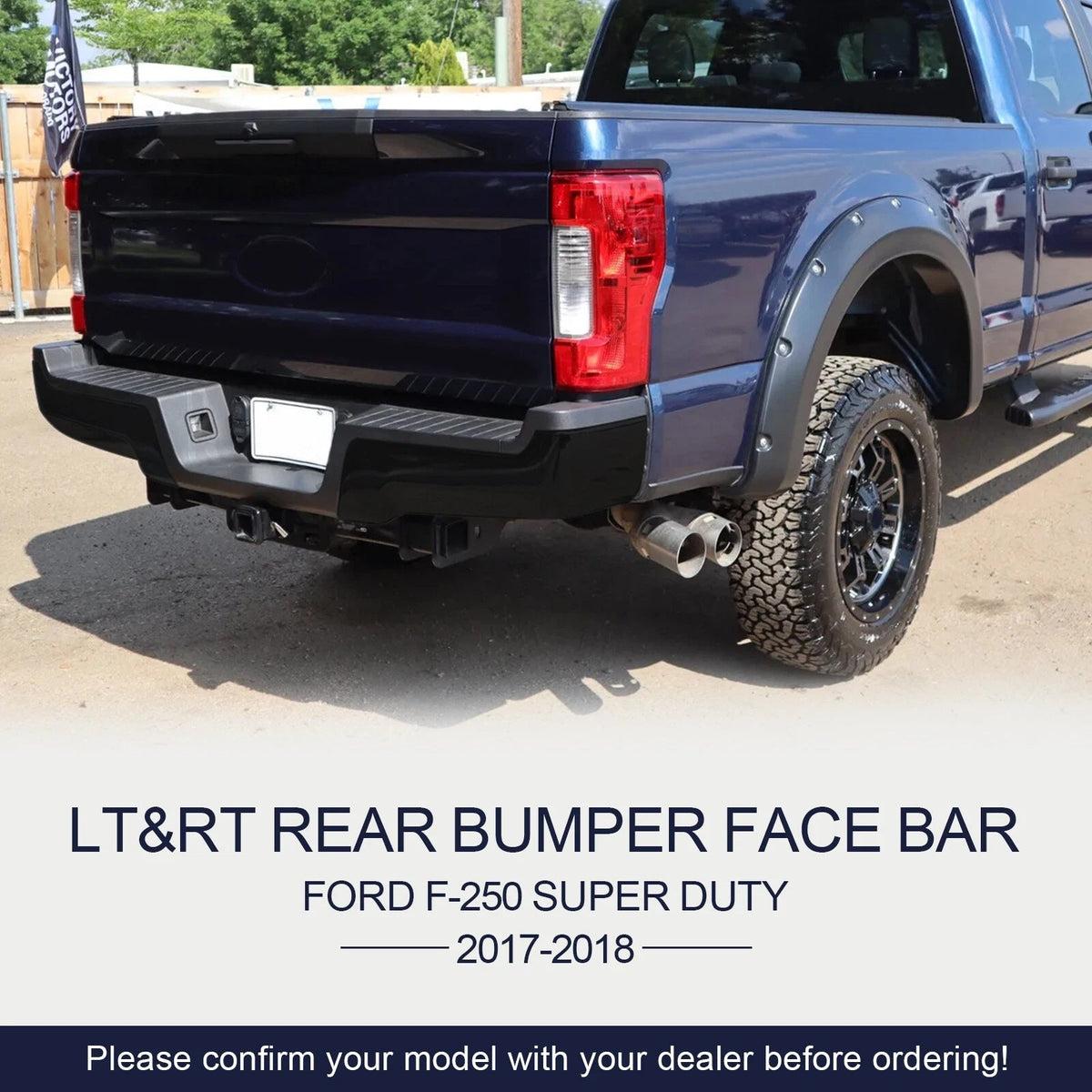 For F-250 F-350 F-450 Super Duty 2017-2022 Black Rear Step Bumper Face Bar Pair
