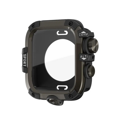 Armor Rugged Durable Metal & Polycarbonate Smart Watch Protective Case, Wearable Accessory, 360° Anti-Collide Bumper, Sensitive Touch, Compatible with Series 11/10/9/8/7/6/5/4, Ultra 3/2/1, SE 2/1, Fits 49mm/46mm/45mm/44mm Sizes, Smart Watch Accessories,