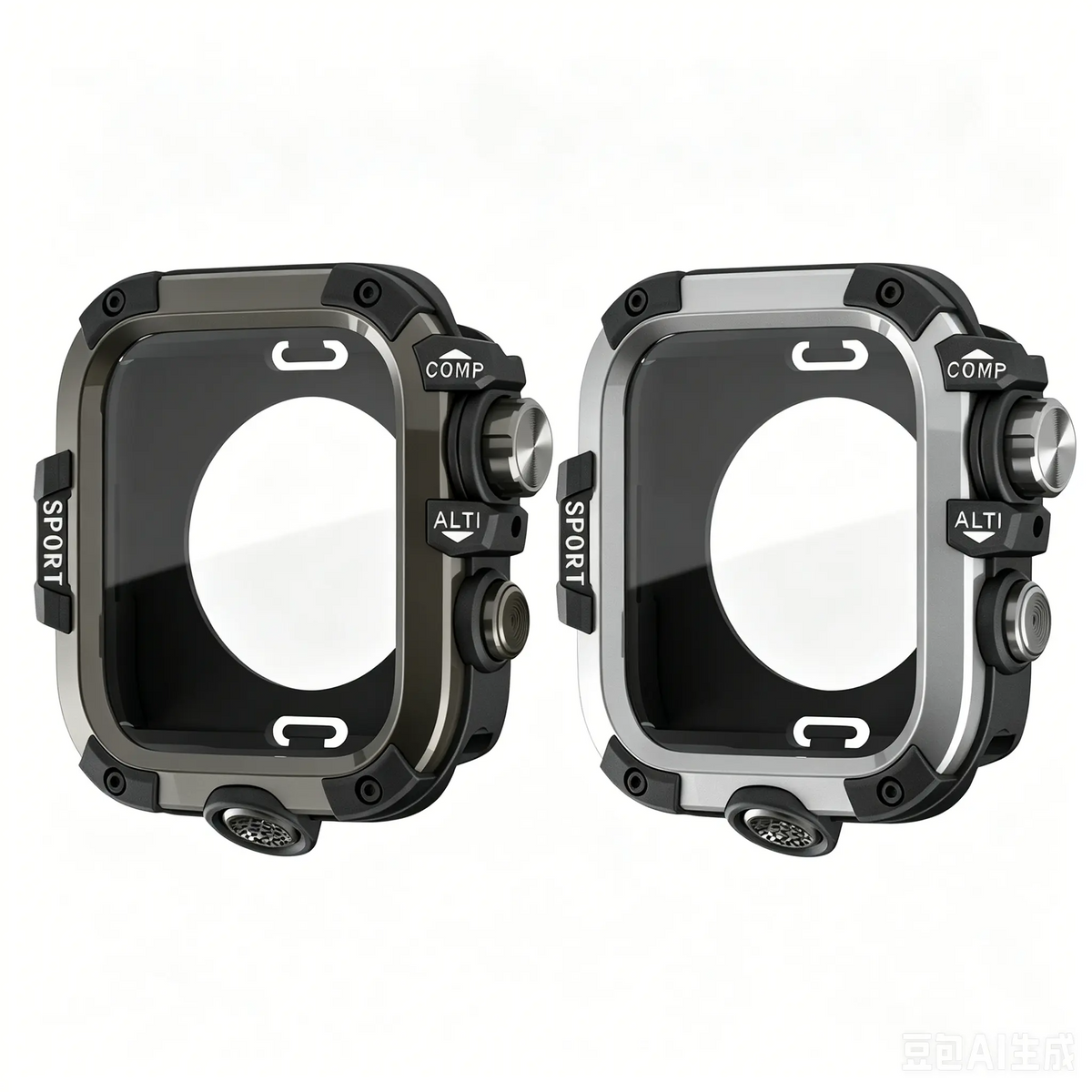 Armor Rugged Durable Metal & Polycarbonate Smart Watch Protective Case, Wearable Accessory, 360° Anti-Collide Bumper, Sensitive Touch, Compatible with Series 11/10/9/8/7/6/5/4, Ultra 3/2/1, SE 2/1, Fits 49mm/46mm/45mm/44mm Sizes, Smart Watch Accessories,