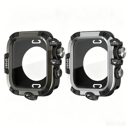 Armor Rugged Durable Metal & Polycarbonate Smart Watch Protective Case, Wearable Accessory, 360° Anti-Collide Bumper, Sensitive Touch, Compatible with Series 11/10/9/8/7/6/5/4, Ultra 3/2/1, SE 2/1, Fits 49mm/46mm/45mm/44mm Sizes, Smart Watch Accessories,