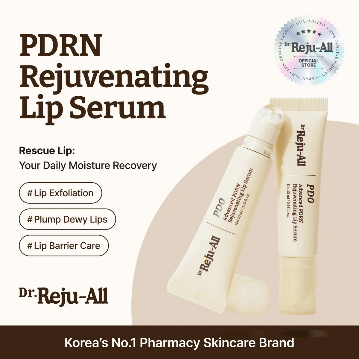 Advanced PDRN Lip Serum – Hydrating & Exfoliating Lip Balm for Glowy, Dewy Lips
