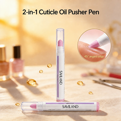 SAVILAND 2-Pack Cuticle Remover Pen | 45° Ceramic Tip, Hydrating Nail Care