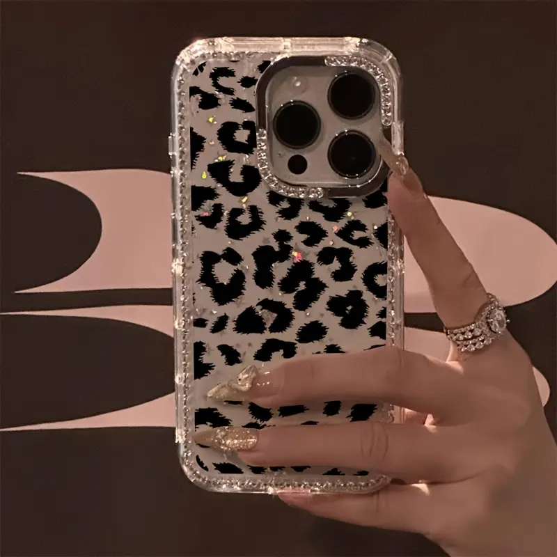 Black Leopard Luxury Rhinestone Phone Case