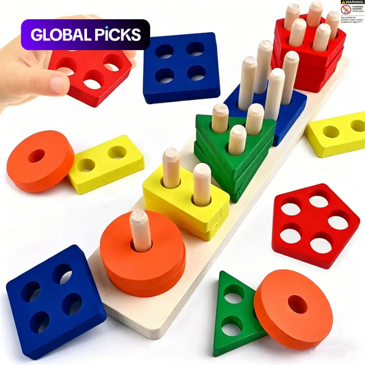 Wooden Sensory Shape Sorter Toy