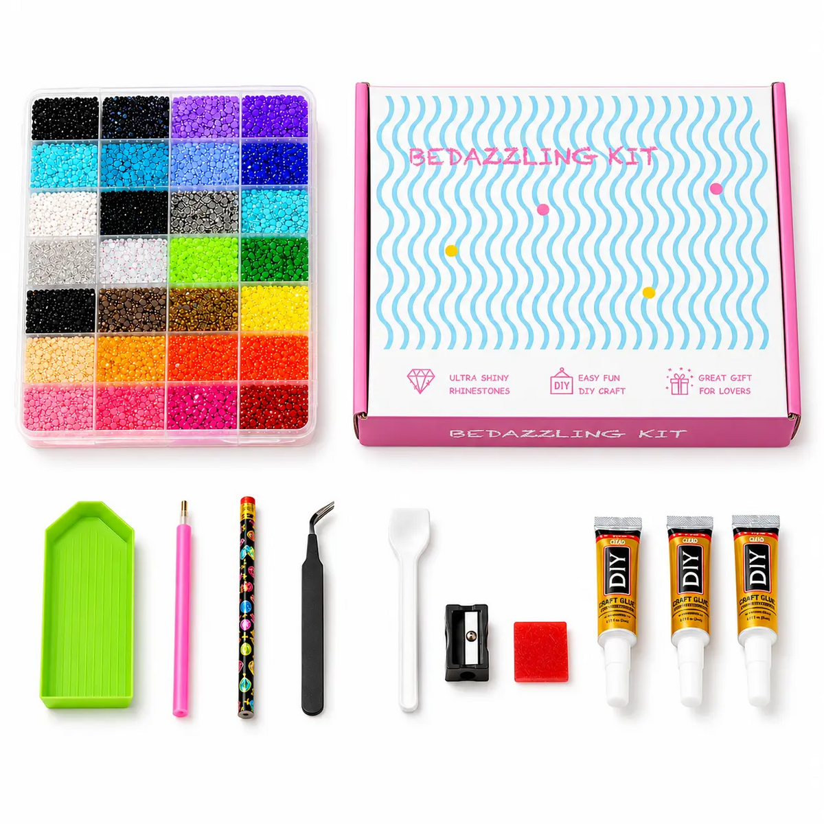 3mm Round Glitter Rhinestones Kit – Nail Art, DIY Crafts & Bedazzling