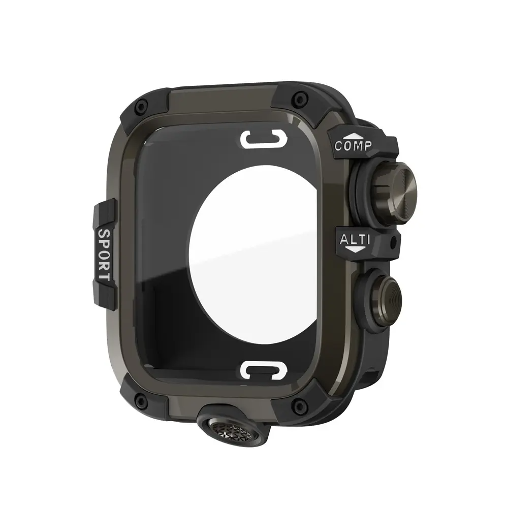 Armor Rugged Durable Metal & Polycarbonate Smart Watch Protective Case, Wearable Accessory, 360° Anti-Collide Bumper, Sensitive Touch, Compatible with Series 11/10/9/8/7/6/5/4, Ultra 3/2/1, SE 2/1, Fits 49mm/46mm/45mm/44mm Sizes, Smart Watch Accessories,
