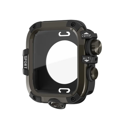 Armor Rugged Durable Metal & Polycarbonate Smart Watch Protective Case, Wearable Accessory, 360° Anti-Collide Bumper, Sensitive Touch, Compatible with Series 11/10/9/8/7/6/5/4, Ultra 3/2/1, SE 2/1, Fits 49mm/46mm/45mm/44mm Sizes, Smart Watch Accessories,