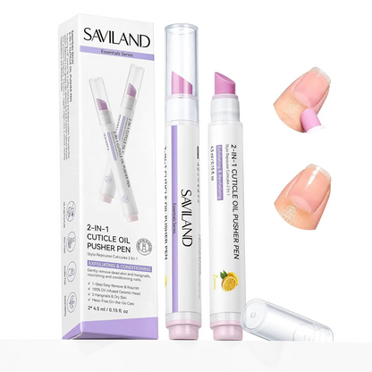 SAVILAND 2-Pack Cuticle Remover Pen | 45° Ceramic Tip, Hydrating Nail Care