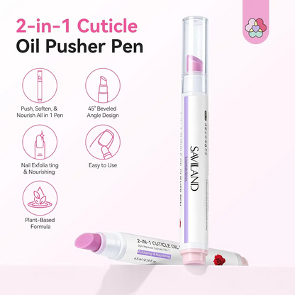 SAVILAND 2-Pack Cuticle Remover Pen | 45° Ceramic Tip, Hydrating Nail Care