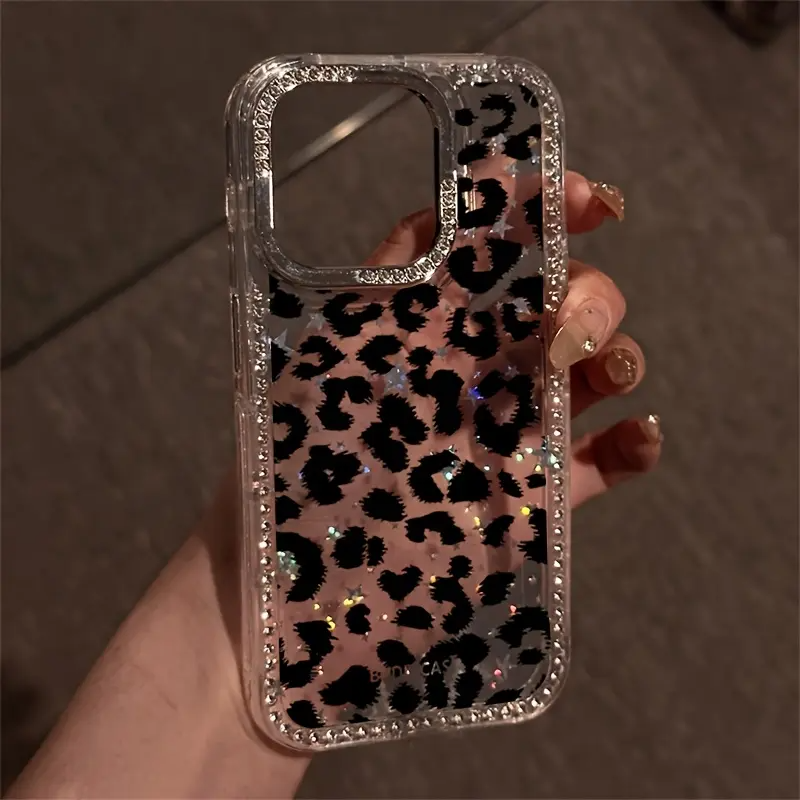 Black Leopard Luxury Rhinestone Phone Case