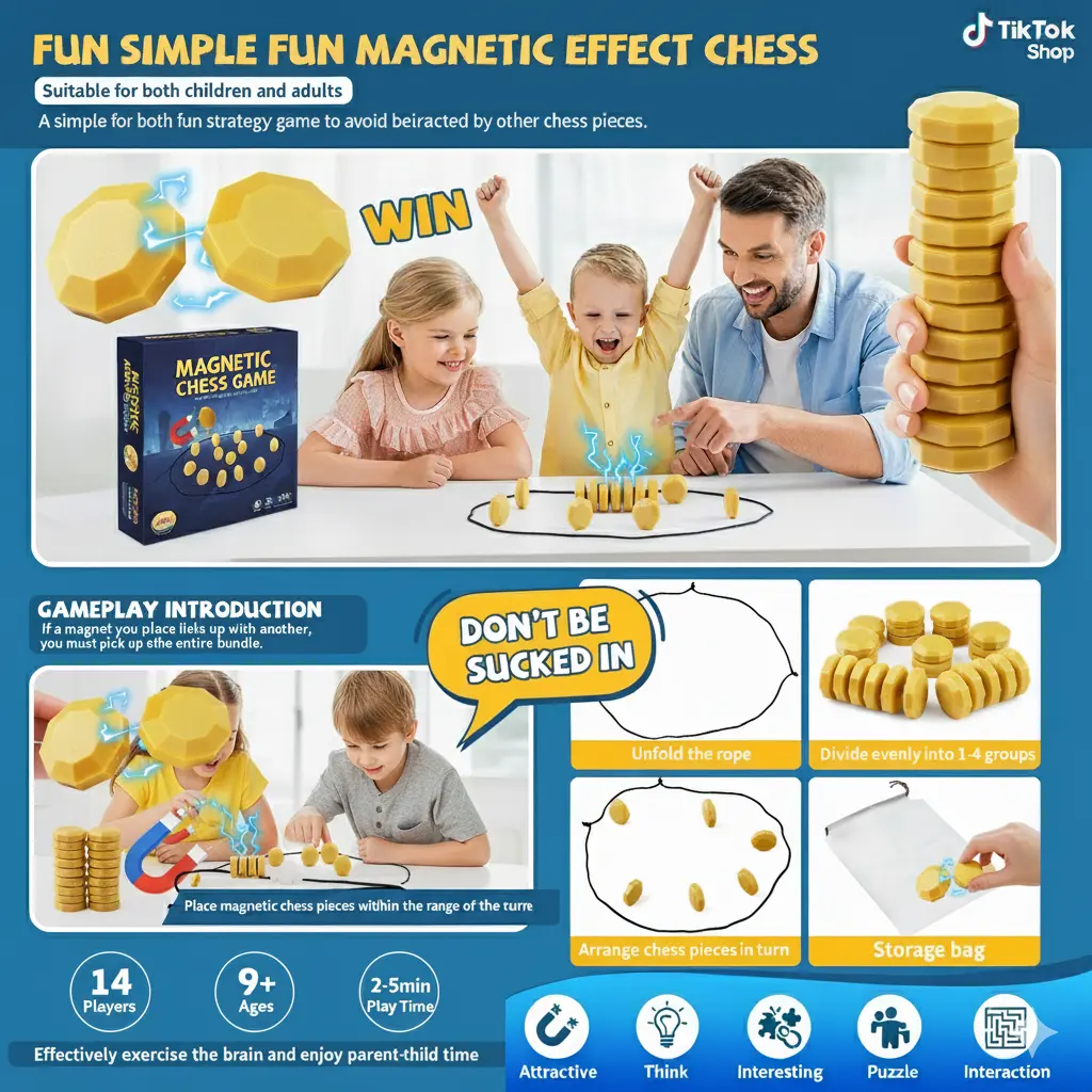 Magnetic Rope Game for Kids & Adults