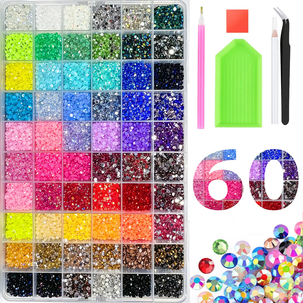 3mm Round Glitter Rhinestones Kit – Nail Art, DIY Crafts & Bedazzling