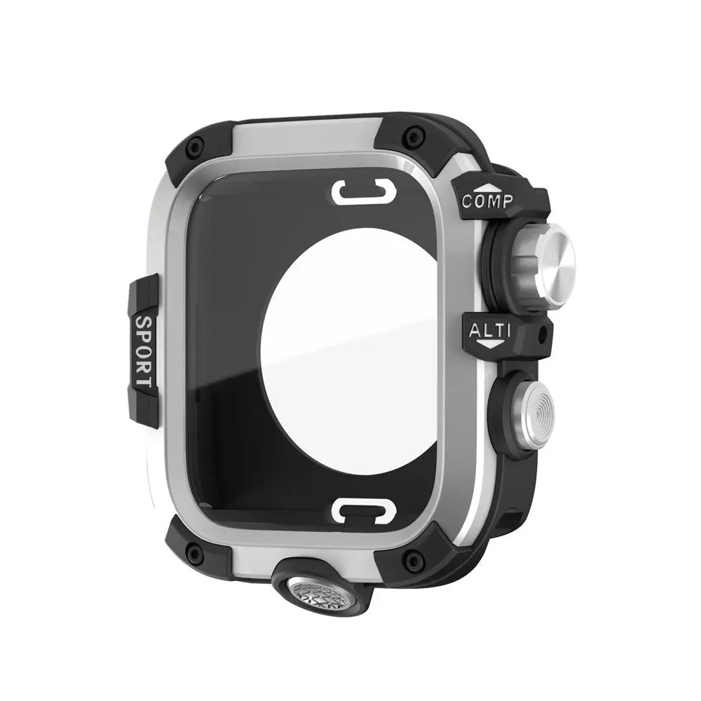 Armor Rugged Durable Metal & Polycarbonate Smart Watch Protective Case, Wearable Accessory, 360° Anti-Collide Bumper, Sensitive Touch, Compatible with Series 11/10/9/8/7/6/5/4, Ultra 3/2/1, SE 2/1, Fits 49mm/46mm/45mm/44mm Sizes, Smart Watch Accessories,