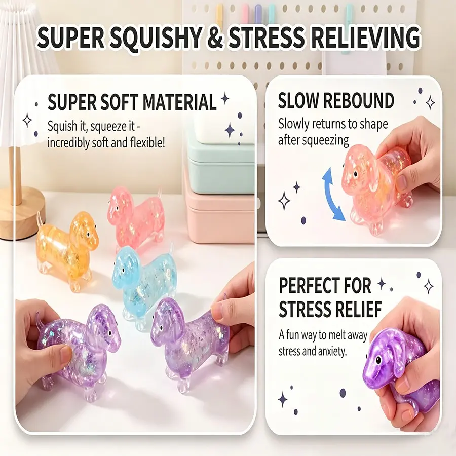 Dachshund Glitter Squishy Stress Ball