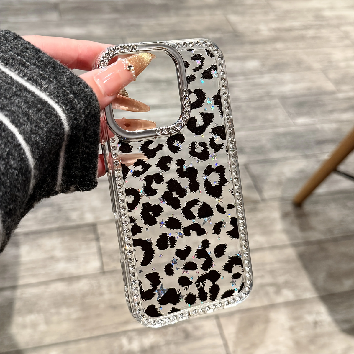 Black Leopard Luxury Rhinestone Phone Case
