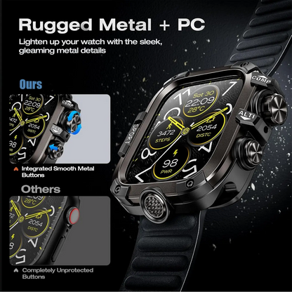 Armor Rugged Durable Metal & Polycarbonate Smart Watch Protective Case, Wearable Accessory, 360° Anti-Collide Bumper, Sensitive Touch, Compatible with Series 11/10/9/8/7/6/5/4, Ultra 3/2/1, SE 2/1, Fits 49mm/46mm/45mm/44mm Sizes, Smart Watch Accessories,