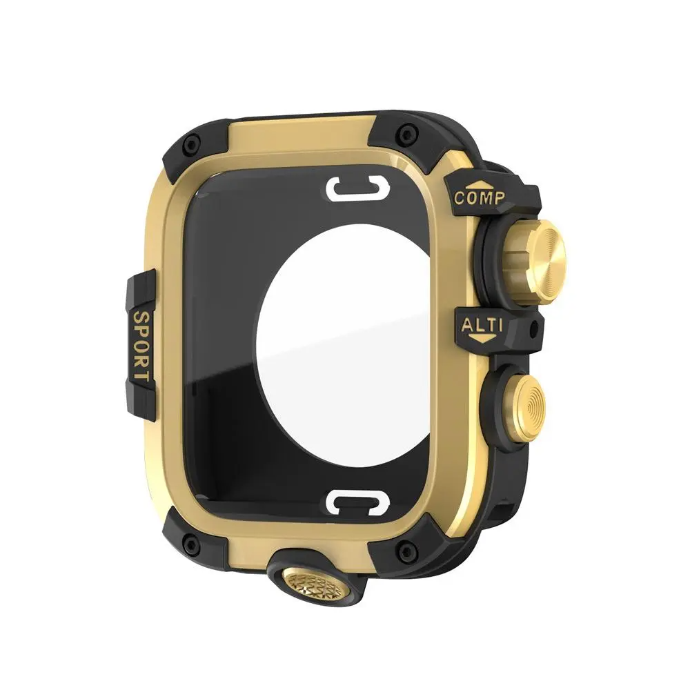 Armor Rugged Durable Metal & Polycarbonate Smart Watch Protective Case, Wearable Accessory, 360° Anti-Collide Bumper, Sensitive Touch, Compatible with Series 11/10/9/8/7/6/5/4, Ultra 3/2/1, SE 2/1, Fits 49mm/46mm/45mm/44mm Sizes, Smart Watch Accessories,