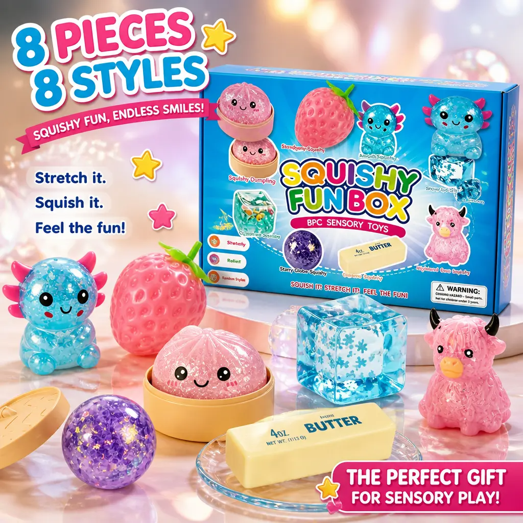 8-Piece Malt Sugar Squishy Fidget Toy Set